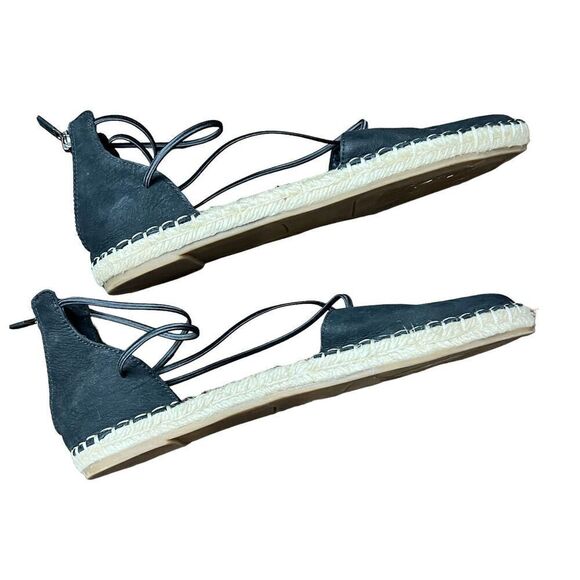 Eileen Fisher Lee Espadrille Flats in Black Leather NWOB Size 6